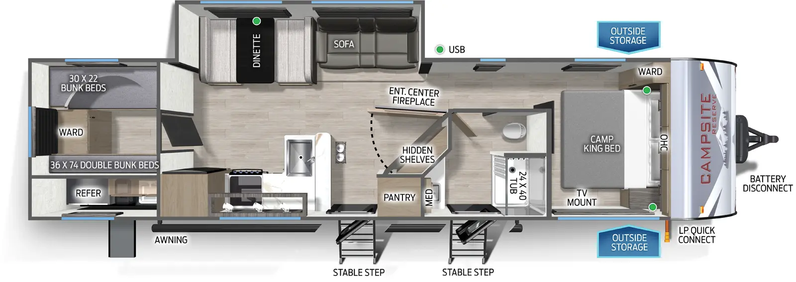 Campsite Reserve 29TJ Floorplan